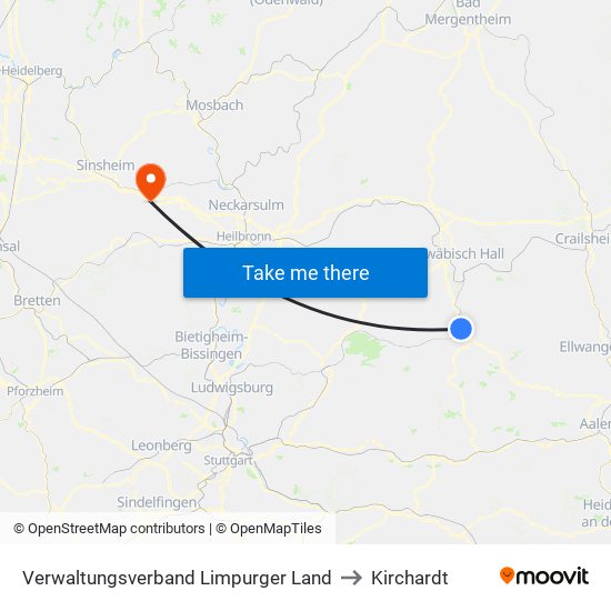 Verwaltungsverband Limpurger Land to Kirchardt map