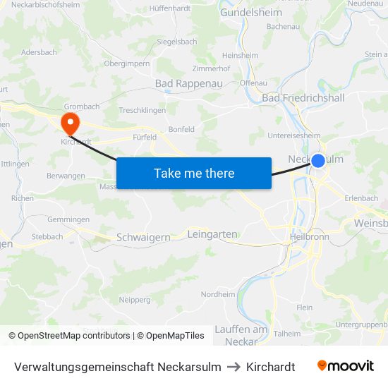 Verwaltungsgemeinschaft Neckarsulm to Kirchardt map