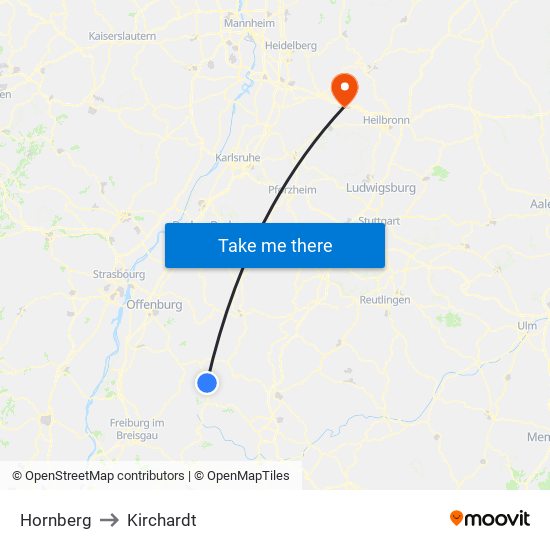 Hornberg to Kirchardt map