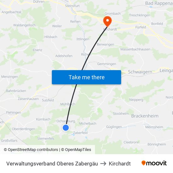 Verwaltungsverband Oberes Zabergäu to Kirchardt map