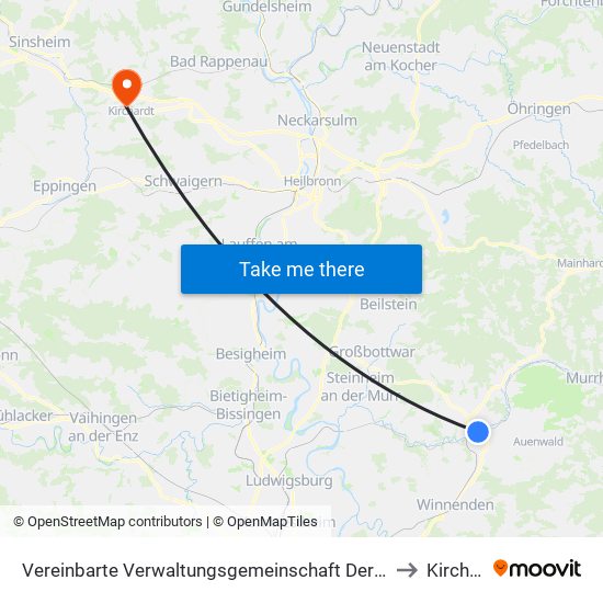 Vereinbarte Verwaltungsgemeinschaft Der Stadt Backnang to Kirchardt map