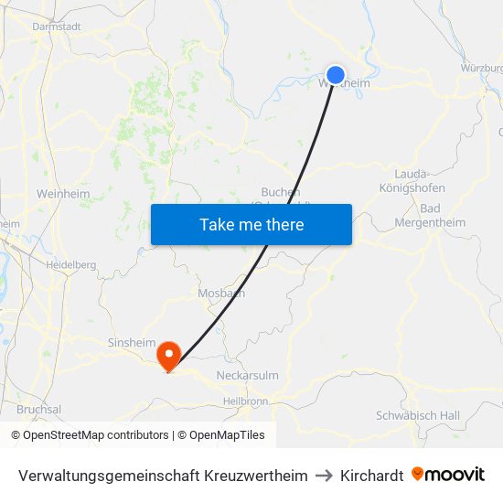 Verwaltungsgemeinschaft Kreuzwertheim to Kirchardt map