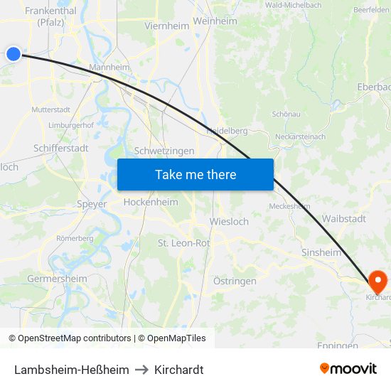 Lambsheim-Heßheim to Kirchardt map