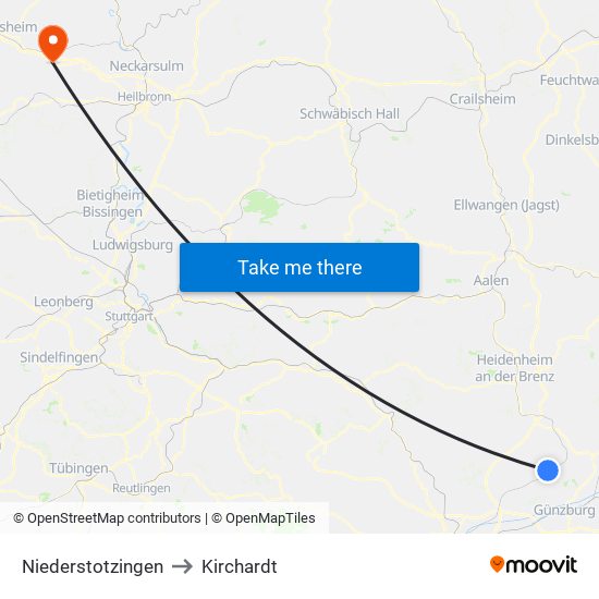 Niederstotzingen to Kirchardt map