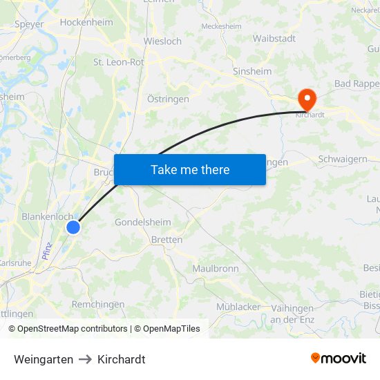 Weingarten to Kirchardt map