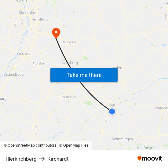 Illerkirchberg to Kirchardt map