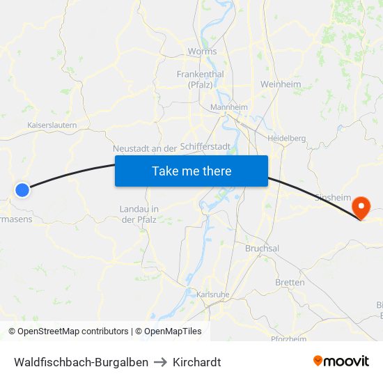 Waldfischbach-Burgalben to Kirchardt map