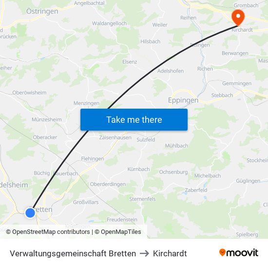 Verwaltungsgemeinschaft Bretten to Kirchardt map