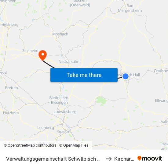 Verwaltungsgemeinschaft Schwäbisch Hall to Kirchardt map