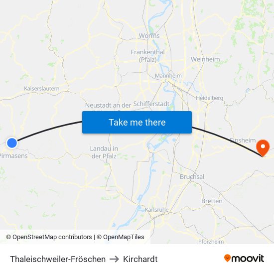 Thaleischweiler-Fröschen to Kirchardt map