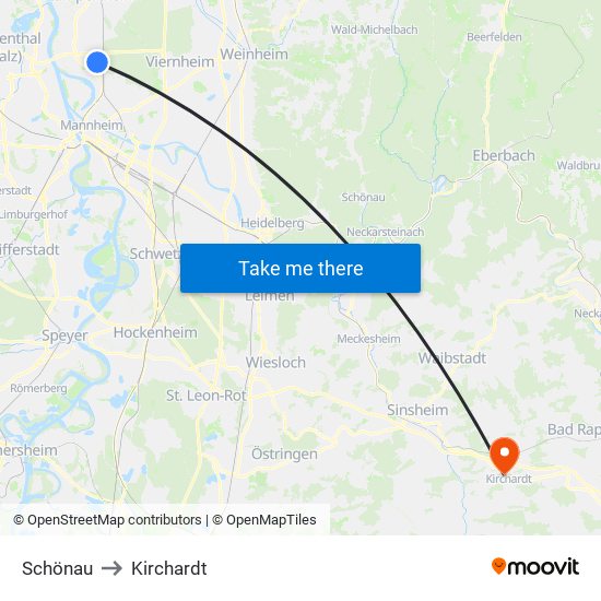 Schönau to Kirchardt map