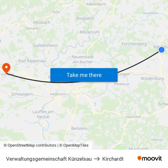 Verwaltungsgemeinschaft Künzelsau to Kirchardt map