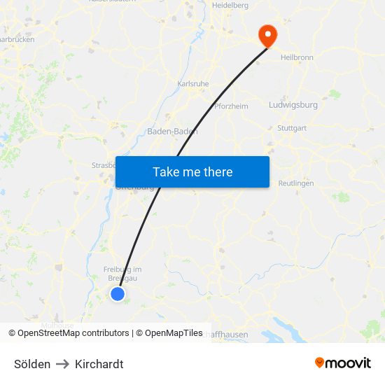 Sölden to Kirchardt map