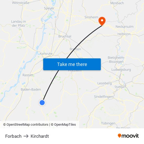 Forbach to Kirchardt map
