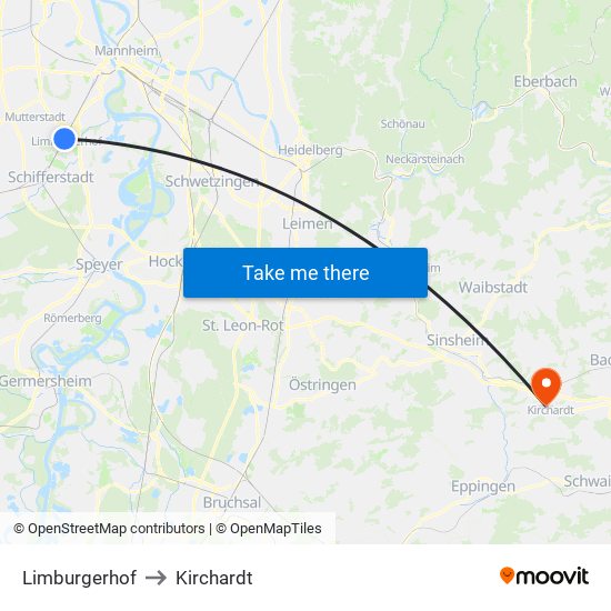 Limburgerhof to Kirchardt map