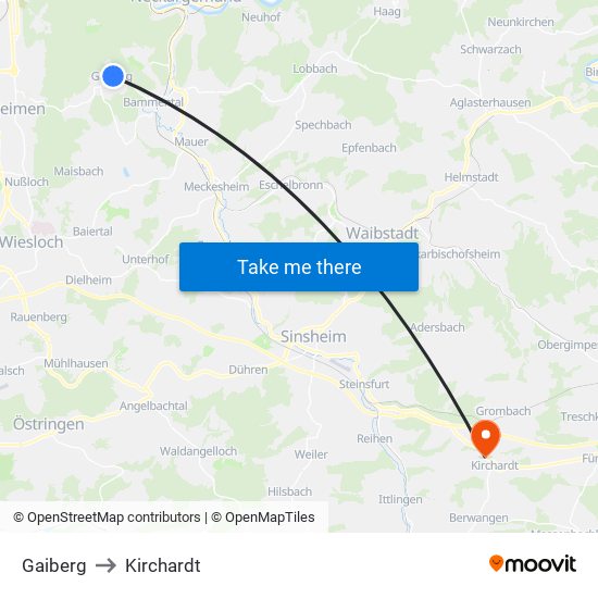 Gaiberg to Kirchardt map