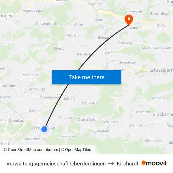 Verwaltungsgemeinschaft Oberderdingen to Kirchardt map