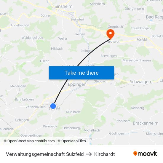 Verwaltungsgemeinschaft Sulzfeld to Kirchardt map