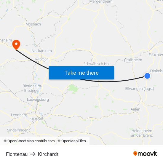 Fichtenau to Kirchardt map