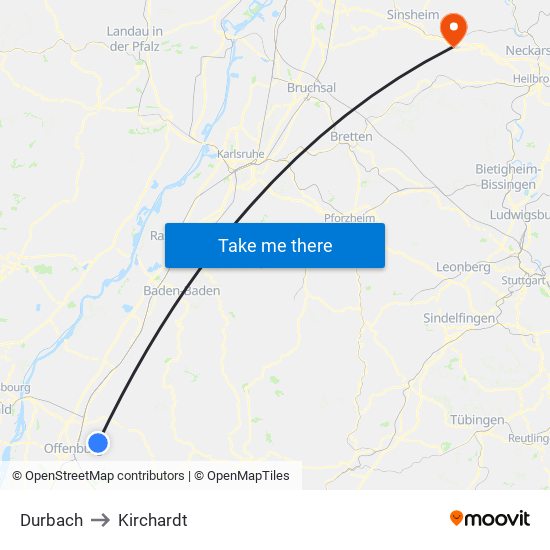 Durbach to Kirchardt map