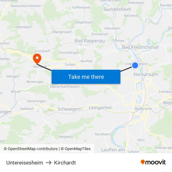 Untereisesheim to Kirchardt map