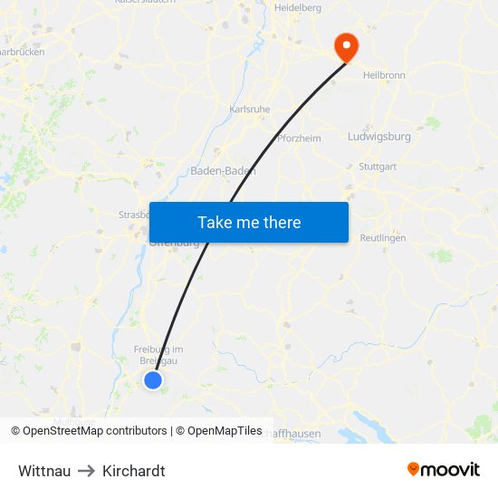 Wittnau to Kirchardt map