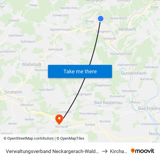 Verwaltungsverband Neckargerach-Waldbrunn to Kirchardt map