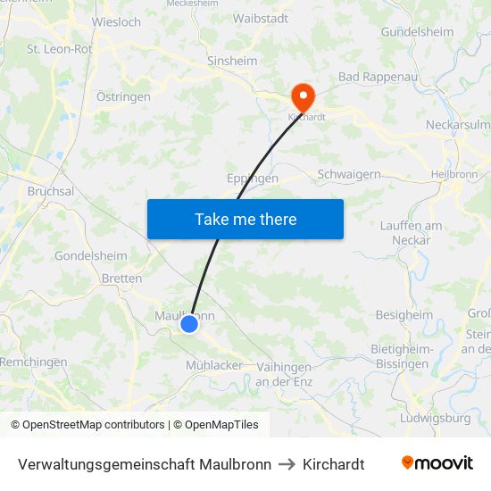 Verwaltungsgemeinschaft Maulbronn to Kirchardt map