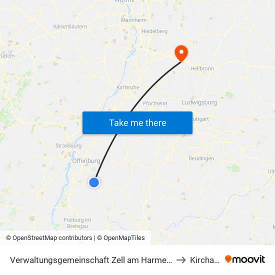 Verwaltungsgemeinschaft Zell am Harmersbach to Kirchardt map