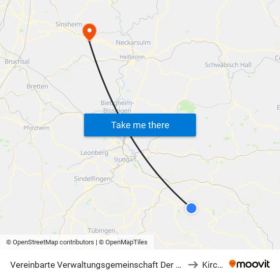 Vereinbarte Verwaltungsgemeinschaft Der Stadt Weilheim An Der Teck to Kirchardt map