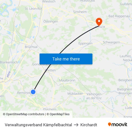 Verwaltungsverband Kämpfelbachtal to Kirchardt map