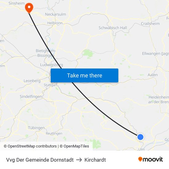 Vvg Der Gemeinde Dornstadt to Kirchardt map