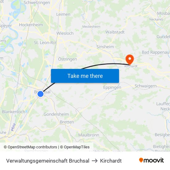 Verwaltungsgemeinschaft Bruchsal to Kirchardt map