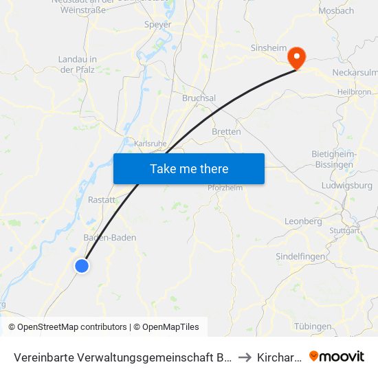 Vereinbarte Verwaltungsgemeinschaft Bühl to Kirchardt map