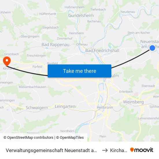 Verwaltungsgemeinschaft Neuenstadt am Kocher to Kirchardt map
