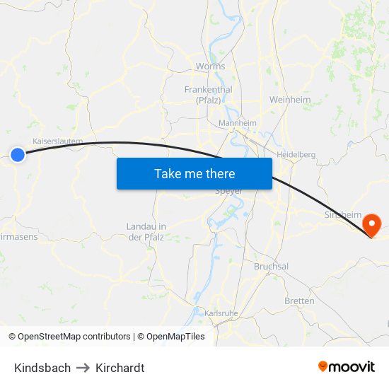 Kindsbach to Kirchardt map