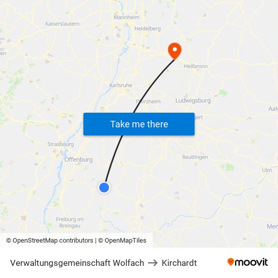 Verwaltungsgemeinschaft Wolfach to Kirchardt map