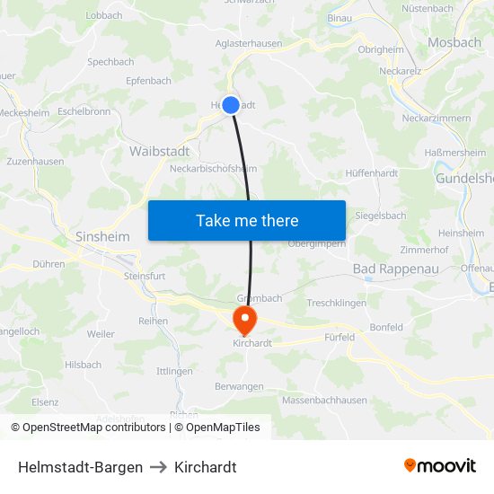 Helmstadt-Bargen to Kirchardt map