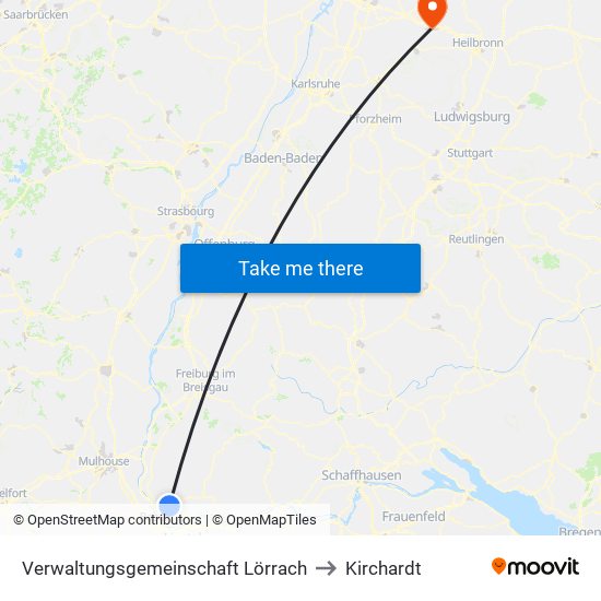 Verwaltungsgemeinschaft Lörrach to Kirchardt map