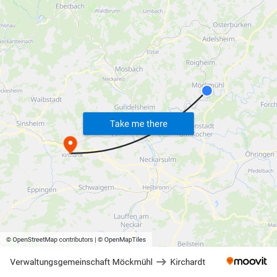 Verwaltungsgemeinschaft Möckmühl to Kirchardt map