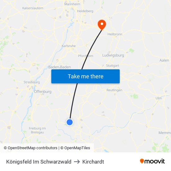 Königsfeld Im Schwarzwald to Kirchardt map