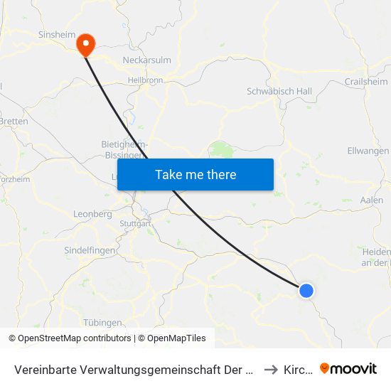 Vereinbarte Verwaltungsgemeinschaft Der Stadt Geislingen An Der Steige to Kirchardt map