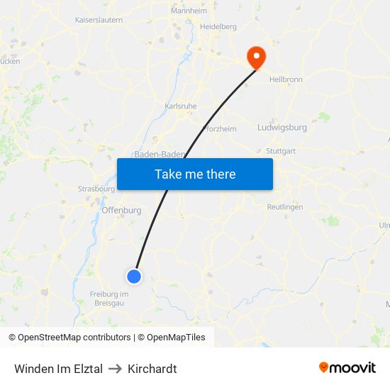 Winden Im Elztal to Kirchardt map