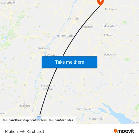 Riehen to Kirchardt map