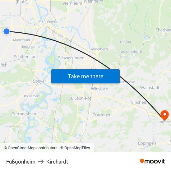 Fußgönheim to Kirchardt map