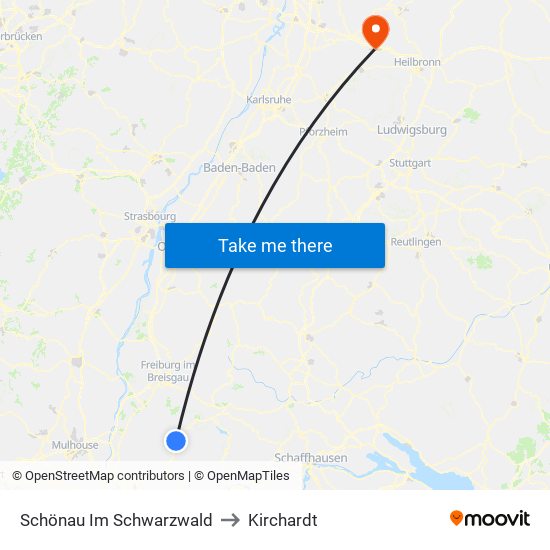 Schönau Im Schwarzwald to Kirchardt map