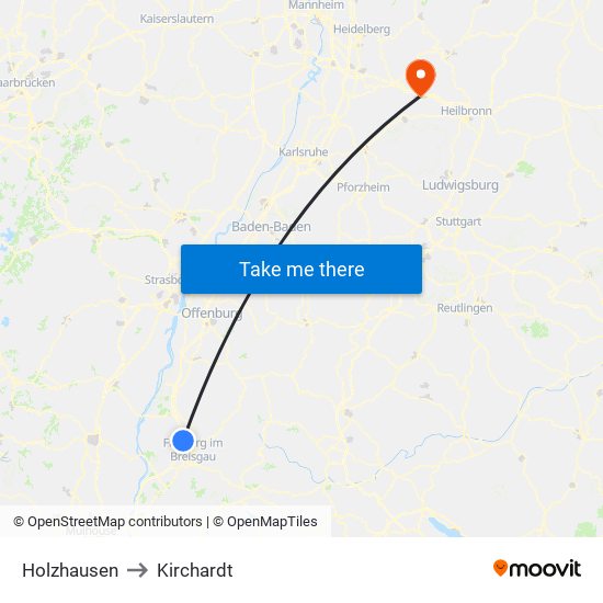 Holzhausen to Kirchardt map