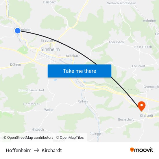 Hoffenheim to Kirchardt map
