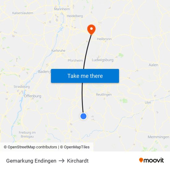 Gemarkung Endingen to Kirchardt map