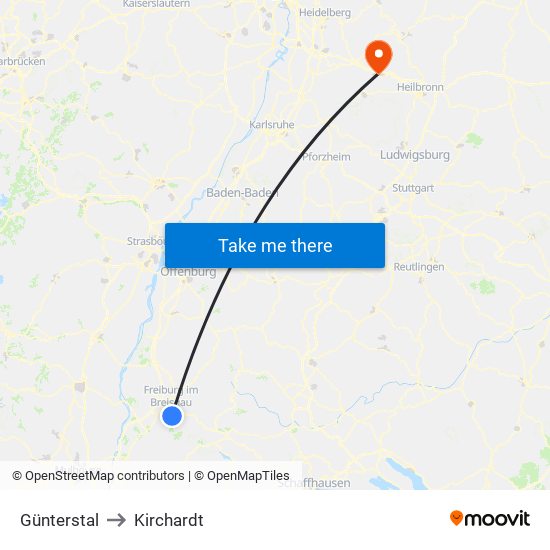 Günterstal to Kirchardt map